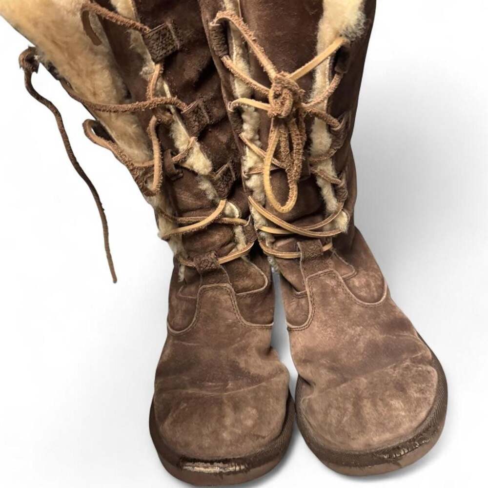 UGG Vintage Suede Lace-Up Shearling Boots